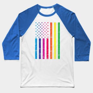 American Flag Gay Pride Rainbow Lgbt Diversity 2023 Premium Baseball T-Shirt